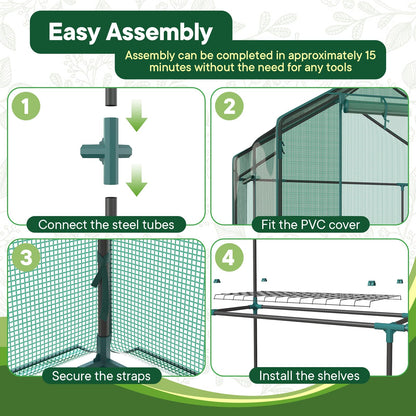 OLIXIS 56"x56"x77" Outdoor Greenhouse, with 2 Tier 8 Plant Shelves
