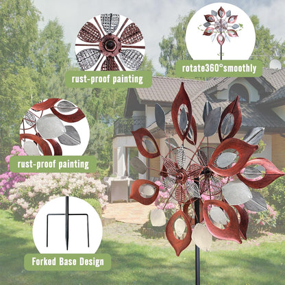 GUAGUA Classical Metal Wind Spinner Outdoor, 360 Degrees Swivel Wind Spinners for Yard and Garden
