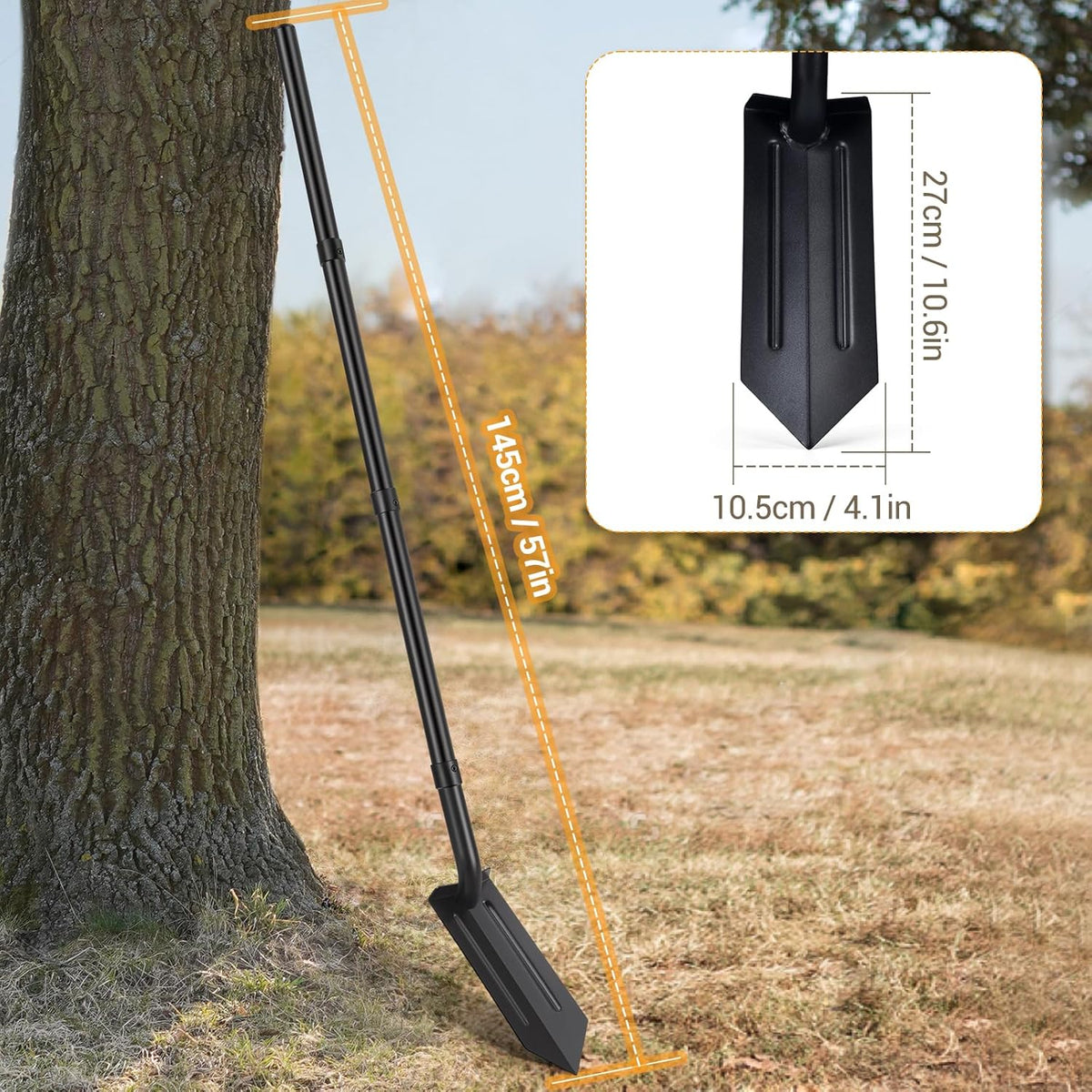 Trench Shovel, 4-Inch Trenching Shovel, Trenching V-Spade for Digging - 56 Inches Trench Digger Tool