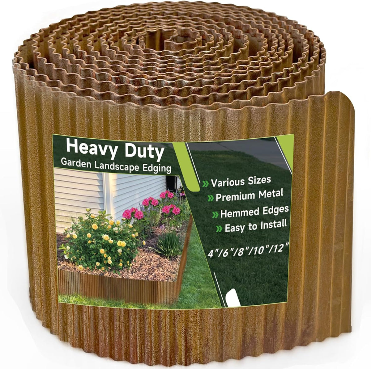 Corrugated Garden Edging, 12"×20Ft Pre-Rusted Landscape Edging & Lawn Edging Border, Metal Garden