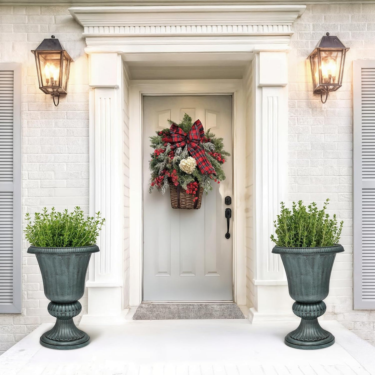 Magshion 20" Urn Planters for Outdoor Plants, Large Decorative Front Porch Planters Set of 2