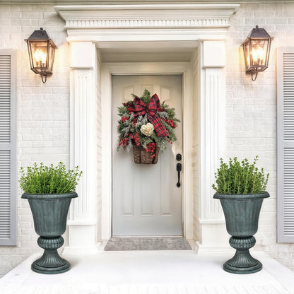 Magshion 20" Urn Planters for Outdoor Plants, Large Decorative Front Porch Planters Set of 2