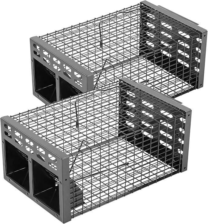 Rat Trap, Humane Live Rat Trap & Automatic Reset Mouse Traps with Dual One-Way Door Design –Catch