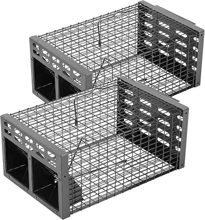 Rat Trap, Humane Live Rat Trap & Automatic Reset Mouse Traps with Dual One-Way Door Design –Catch