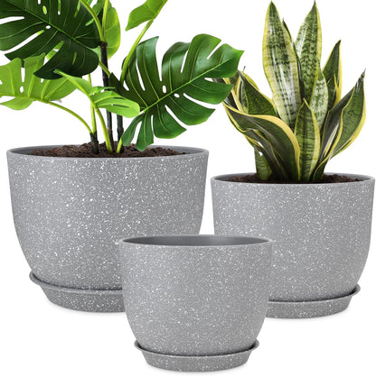 Plant Pots 12/10/9 inch Set of 3, Flower Pots with Multi Mesh Drainage Holes, Large Planters for