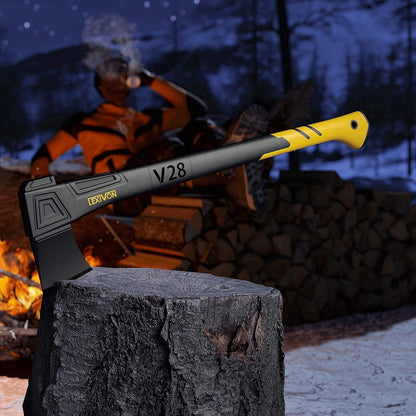 LEXIVON V28 Chopping Axe, 28-Inch Lightweight Fiber-Glass Composite Handle & Ergonomic TPR Grip |