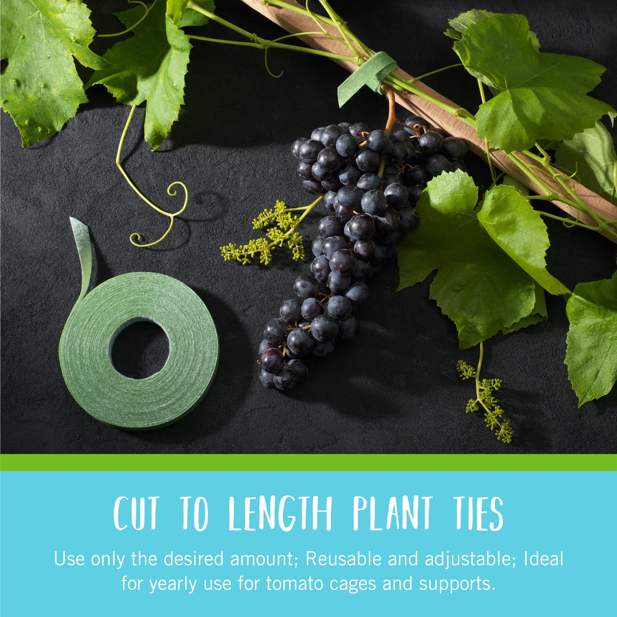 VELCRO Brand Adjustable Plant Ties | 75 ft x 1/2 in Green Garden Tape | Reusable, Cut-to-Length
