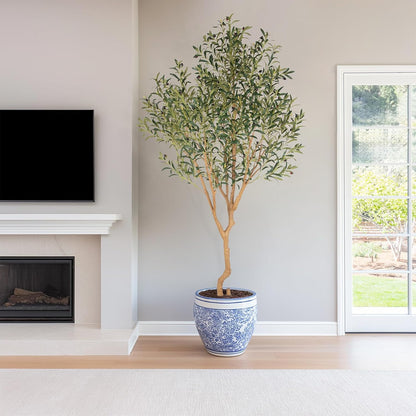 Tall Faux Olive Tree，8ft（96in） Realistic Potted Silk Artificial Olive Tree， Fake Olive Trees Indoor
