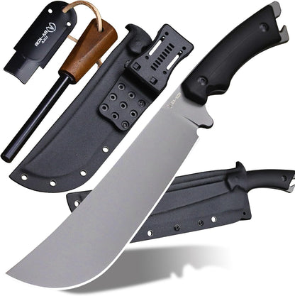BA-KOR 5MM Full Tang (9CR18MOV) steel 14.1-inch chopping knife+K sheath&5.9-inch cerium igniter can