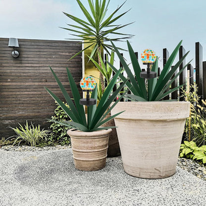 TOMBABY Solar Rustic Garden Style Metal Agave Plants Outdoor Patio, Home Decor Hand-Painted Metal