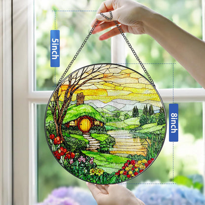 Stained Glass Window Hanging, Pauyadu 8 Inch The Shire Stained Glass Suncatcher, Window Decorations