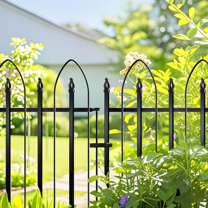 Garden Fence 32 inch H x 24 inch W, 5 Panels (4 Panels+1 Gate,Total 10 feet) Metal Decorative
