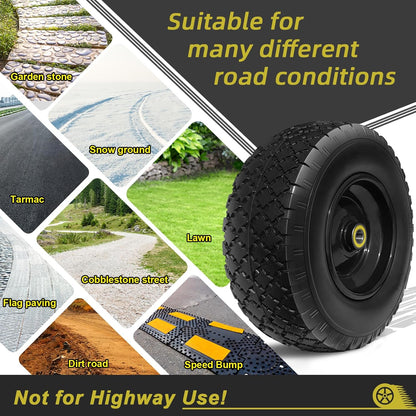 13” Tire and Wheel Flat Free, Replacement Solid Tire and Wheel Assemblies with 5/8” Axle Bore Hole