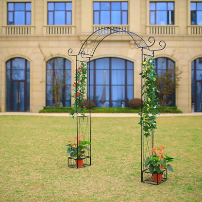 Steel Garden Arch, 7'1" High x 5'1" Wide, Garden Arbor for Various Climbing Plant, Outdoor Garden