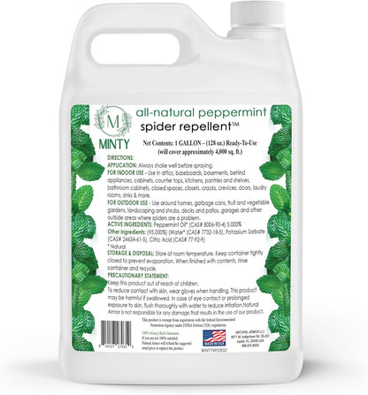 Minty Spider Repellent, Natural 5% Peppermint Oil Spray, Kills & Deters All Types of Spiders and