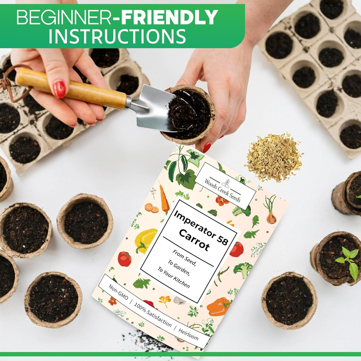 Woods Creek Seeds: Imperator 58 Carrot Seeds for Planting - Over 1,000 Heirloom Carrot Seed Pack