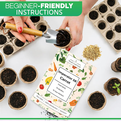 Woods Creek Seeds: Imperator 58 Carrot Seeds for Planting - Over 1,000 Heirloom Carrot Seed Pack
