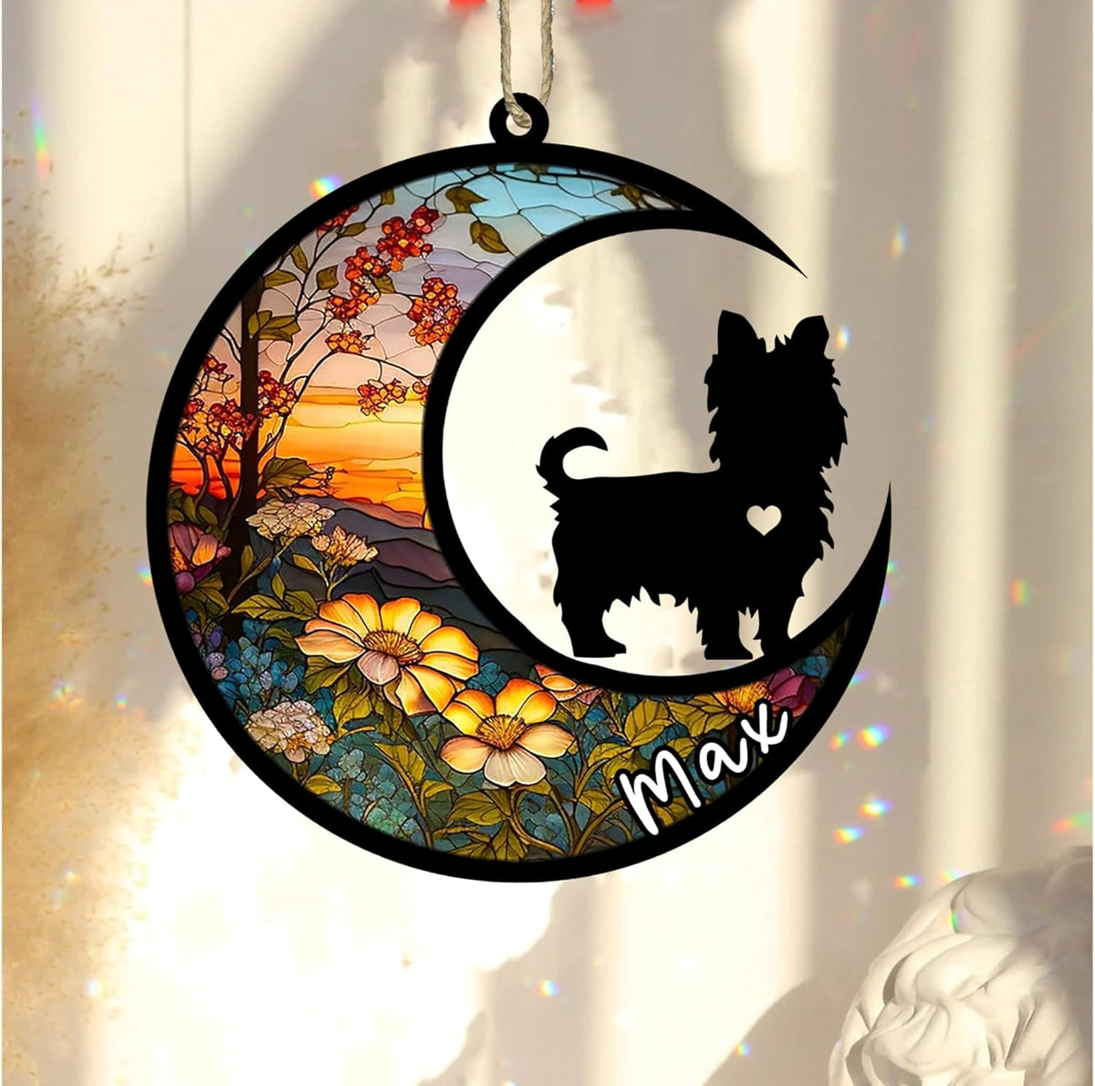 Personalized Dog Memorial, Custom Name Yorkshire Terrier Dog Christmas Ornament with Name, Custom