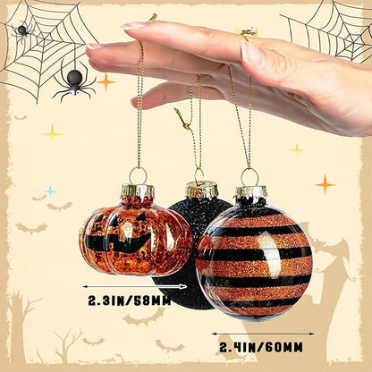 Halloween Tree Ornament Decorations Indoor, 12-Pack Pumpkin Decorative Hanging Ball Ornaments Set