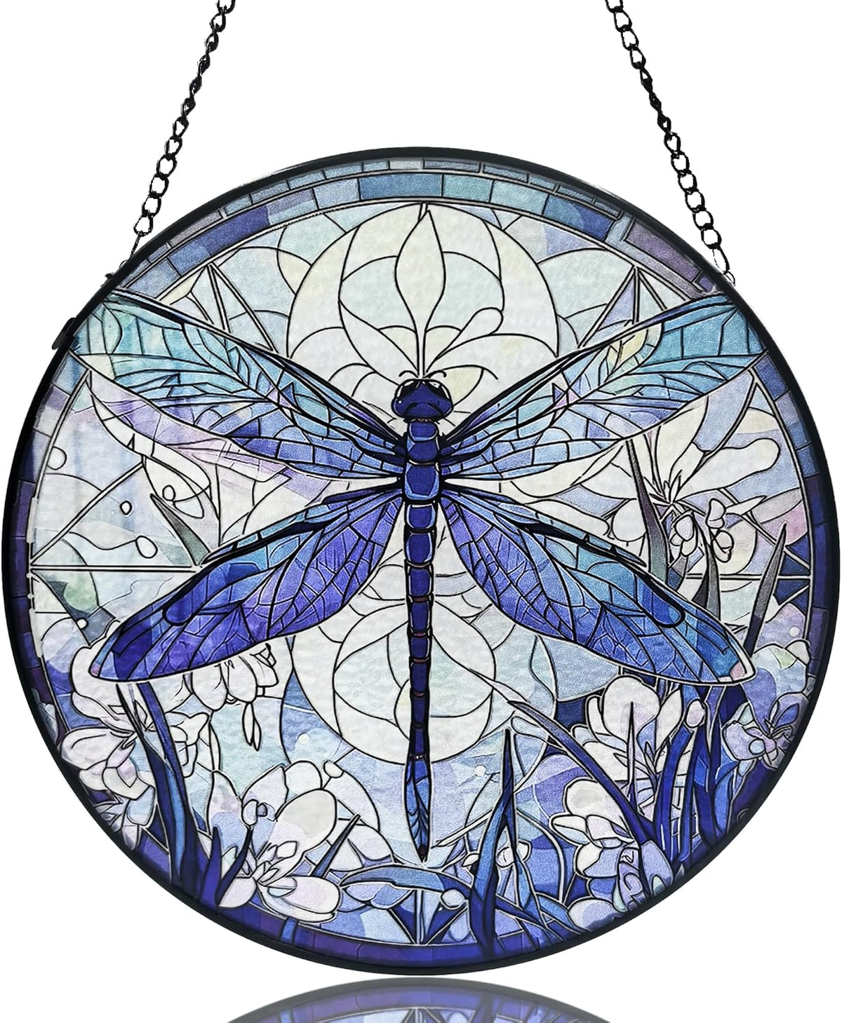 Dragonfly Decor Suncatcher Stained Glass Window Hanging - Handmade Artistic Suncatchers for Windows
