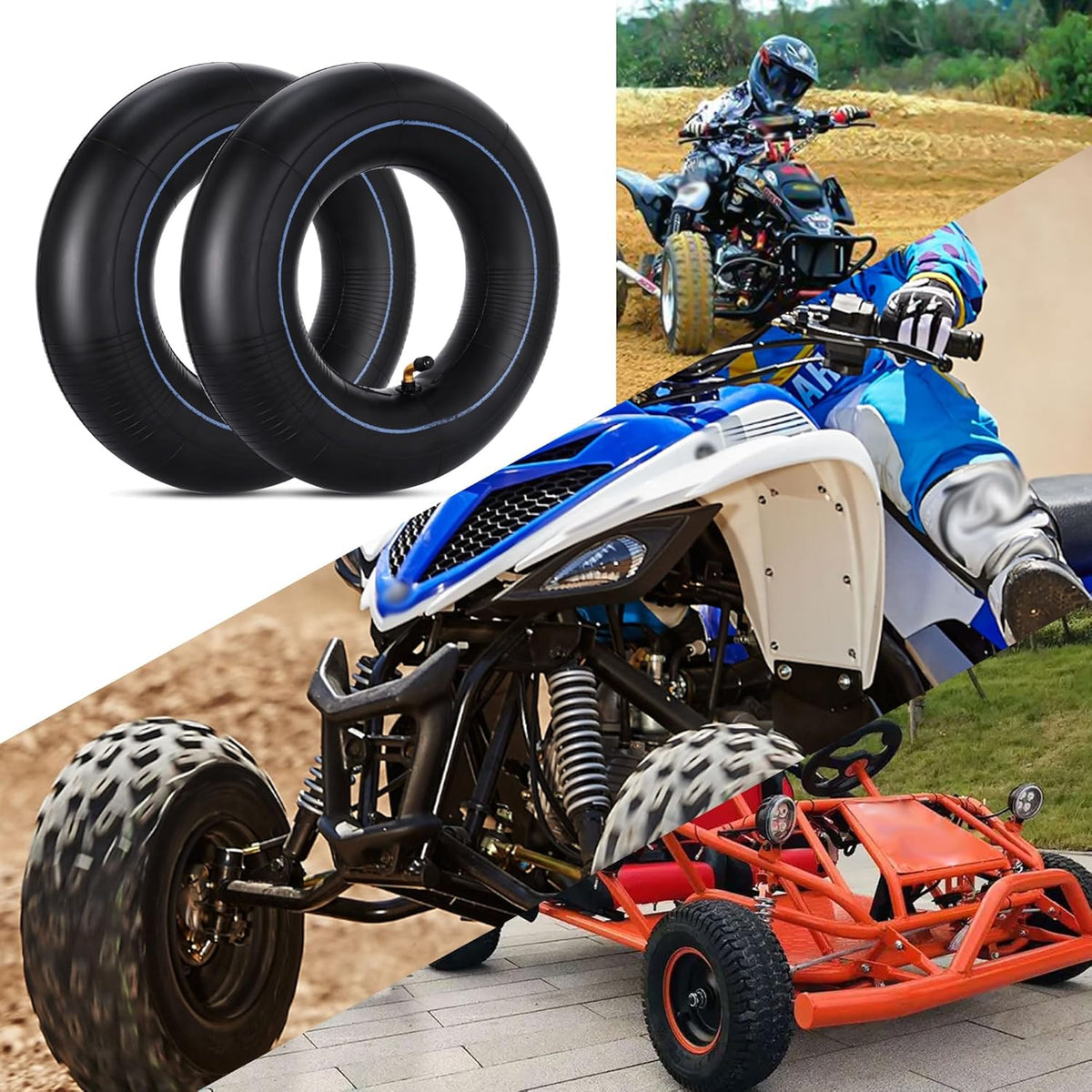RUTU 4.00-6 Tube 4.10/3.50-6 Heavy Duty Inner Tube with TR87 Bent Valve Stem Replacement for Go