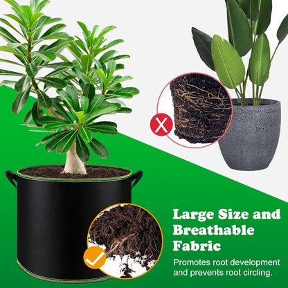 FEPITO 5 Pack 10 Gallon Grow Bags Heavy Duty Aeration Fabric Pots Plant Grow Bags with Handles