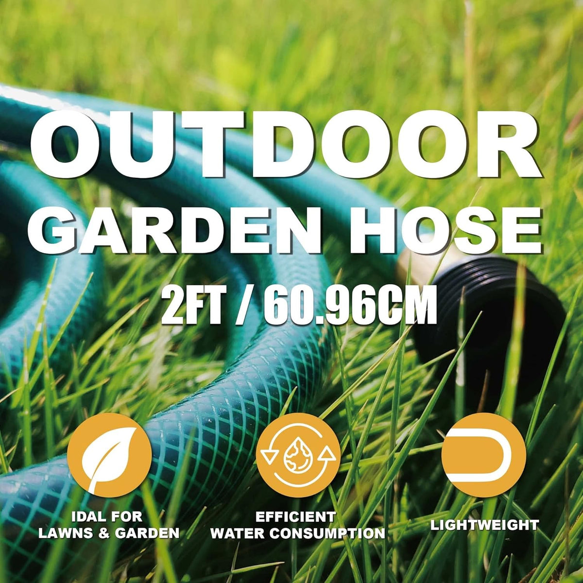 Garden Hose Leakproof for Gardener: 1/2” PVC Water Hoses with GHT Fittings - 2 FT No Kink and