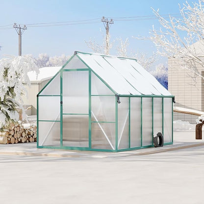 8'X10' Aluminum-Framed Polycarbonate Greenhouse, Heavy Duty Polycarbonate Greenhouse with Quick