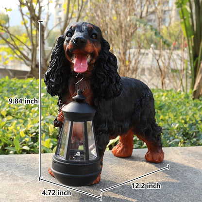 Garden Dog Statues Outdoor Decor, Solar Lights Outdoor Cocker Spaniel Figurine Garden Decorations