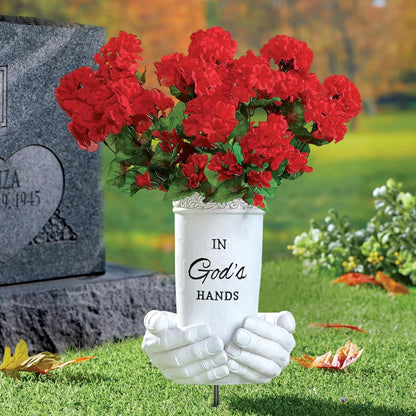 BAYN Grave Decorations for Cemetery, Hand Held Vases with Spikes for Garden Decorations Waterproof