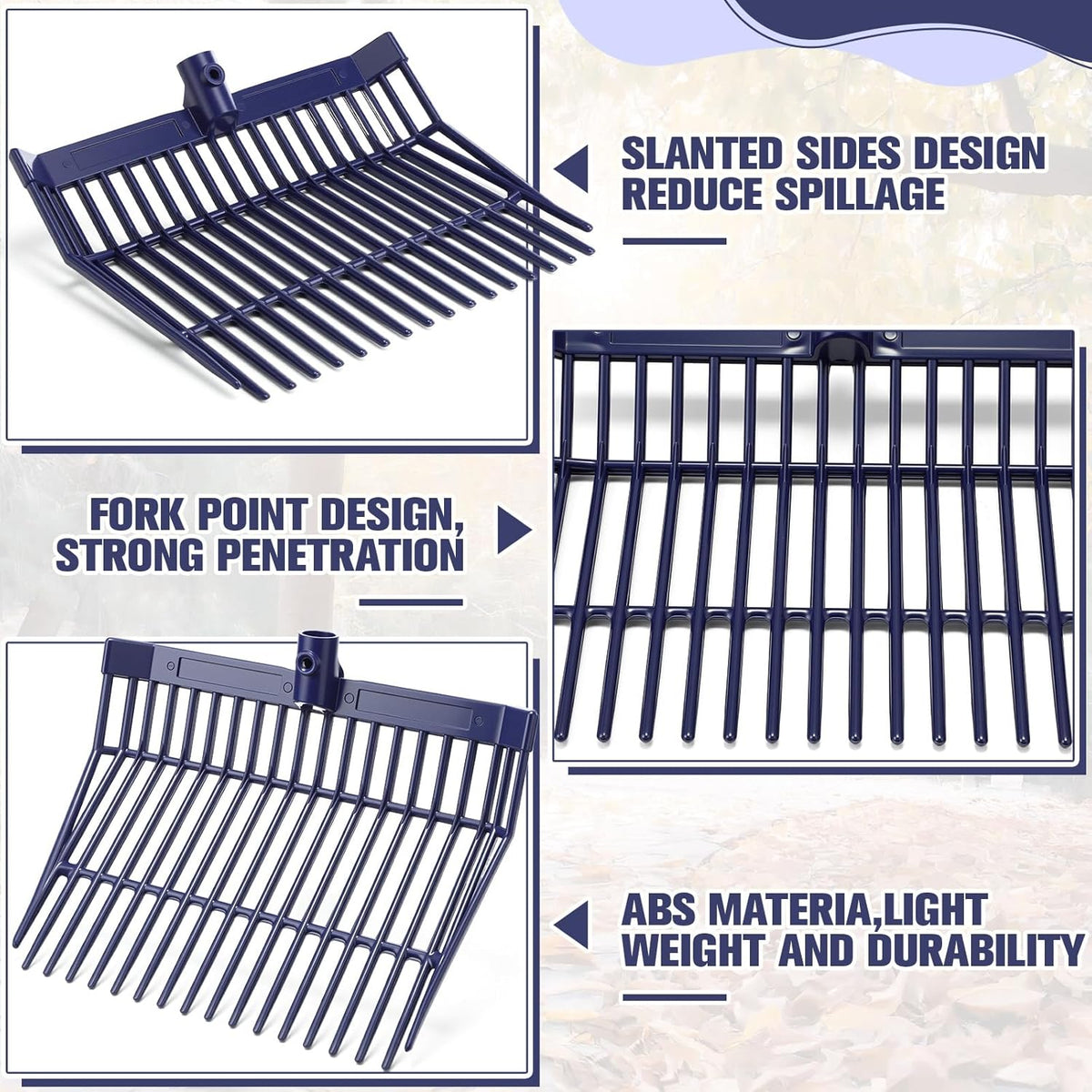 Lasnten Manure Fork Replacement Head, 18 Tines Pitchfork Head with Screws and Nuts, Horse Manure