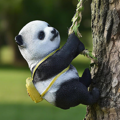 Outdoor Panda Resin Hanging - Rope Decor Statue, Animal Suspended Ornament, Ideal for Patio, Lawn &