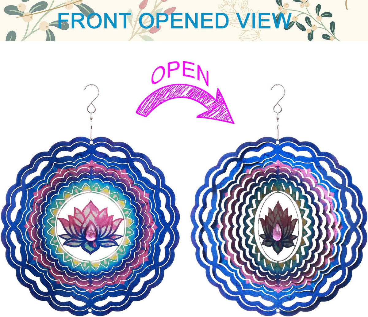 SPRING SONG Mandala Lotus Kinetic Wind Spinner for Yard and Garden Stainless Steel Spinner Indoor