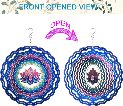 SPRING SONG Mandala Lotus Kinetic Wind Spinner for Yard and Garden Stainless Steel Spinner Indoor