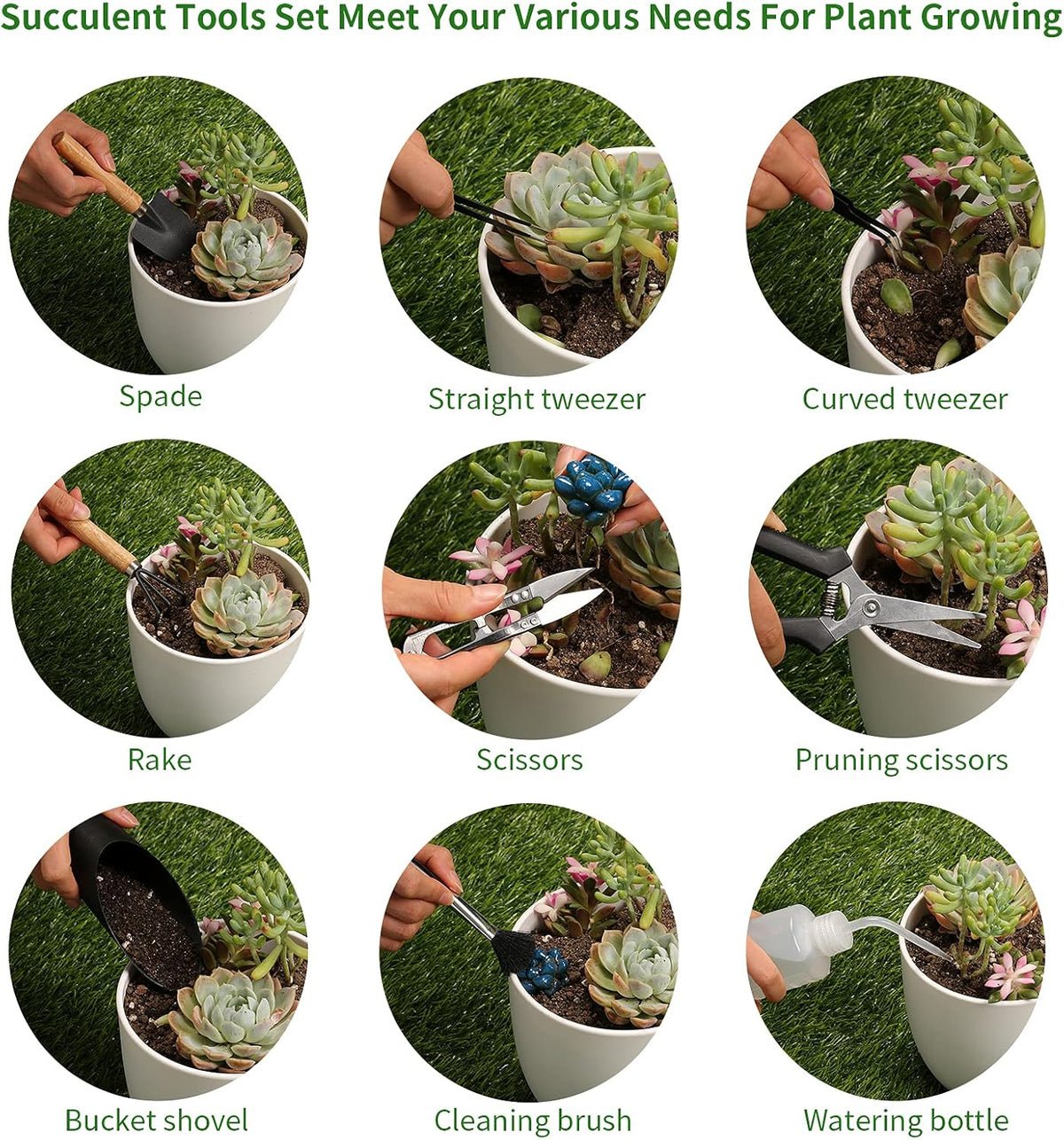 11Pcs Succulent Tools,Mini Garden Tools,Succulent Watering Tool as Plant Accessories,Succulent