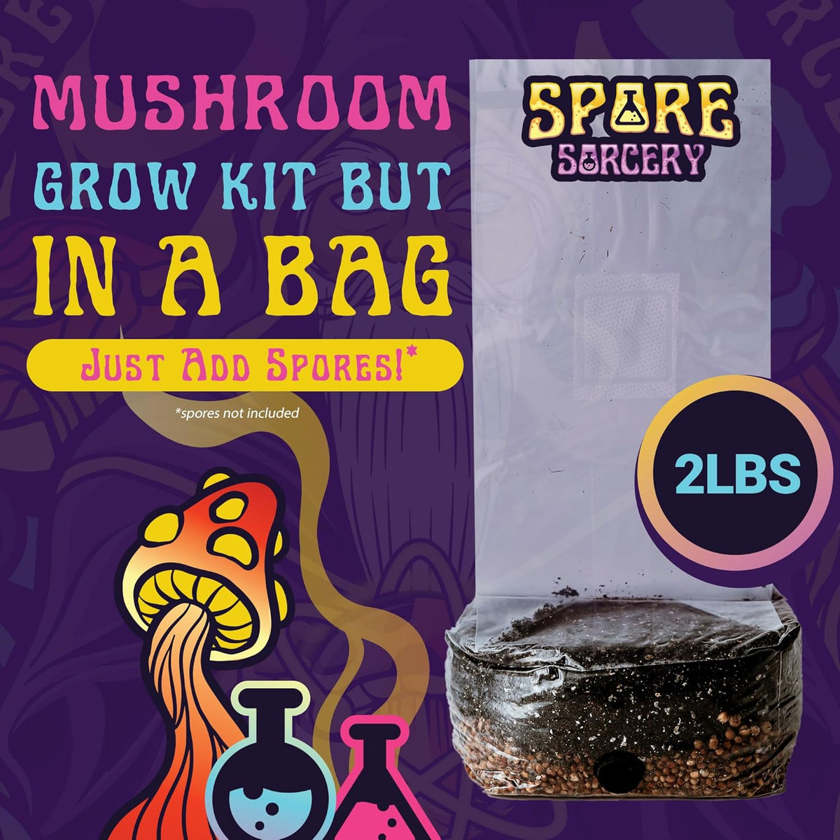 2 LB All-in-One Grow Bag: Up to 16oz of Mushrooms! Nutrient-Enhanced, Injection Port, Just Add Your