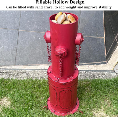 Dog Fire Hydrant Pee Post, 22.4" H Fake Fire Hydrant for Dogs to Pee on, Red Metal Dog Pee Post for