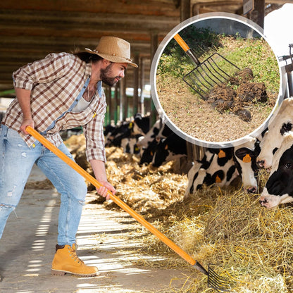 Pitch Fork, 3 Sets Heavy Duty Pitch Fork with 47.2" Wood Handle, 9-Tine Horse Stall Forks with