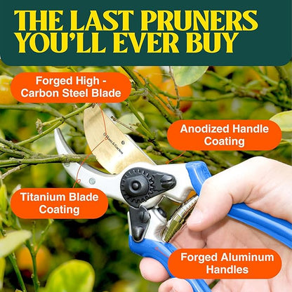 Haus & Garten ClassicPRO 8.5" Premium Titanium Bypass Pruners - Use as Garden Shears Pruning Shears