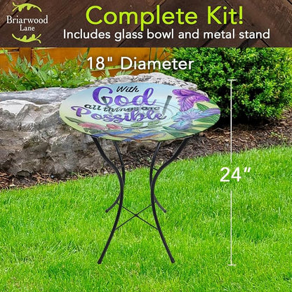 Briarwood Lane Cardinals and Sunflowers Glass Birdbath