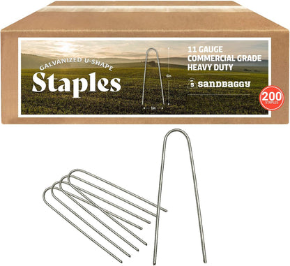 Sandbaggy Galvanized 6 Inch Landscape Staples | Industrial Grade Garden Stakes | Designed for Drip