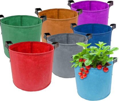 7 Pack 7 Gallon Plant Grow Bags - Mixed 7 Colors with Reinforced Handles & Aeration Design, Ideal