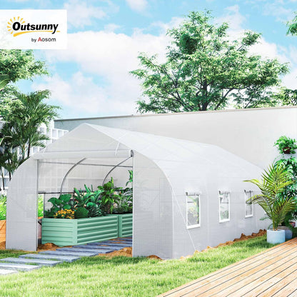 Outsunny 20' x 10' x 7' Outdoor Walk-in Greenhouse, Tunnel Green House with Roll-up Windows