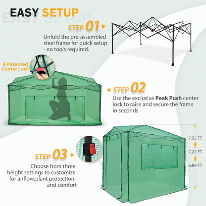EAGLE PEAK Instant Pop-up Greenhouse, Indoor Outdoor Plant Gardening Green House, Roll-Up Zipper