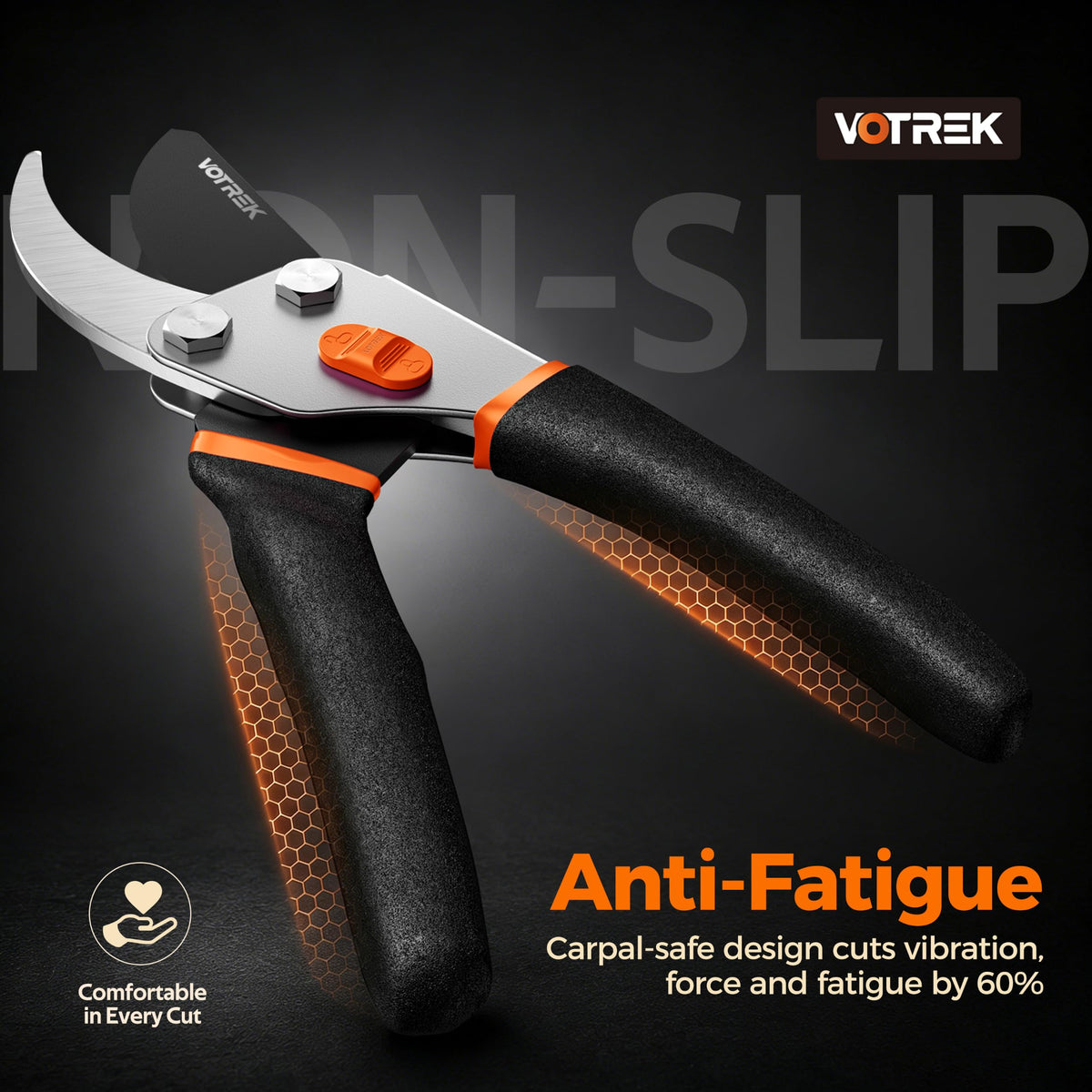 VOTREK® 8.5" Bypass Pruning Shears, Jam-Proof Spring Clippers for branches