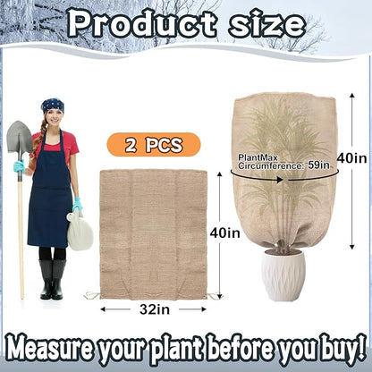 ANPHSIN Burlap Plant Covers Freeze Protection for Patio Winterizing - 2pcs 24"×40" Winter Frost
