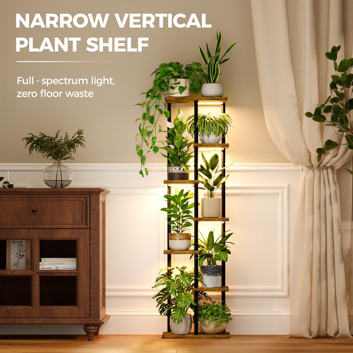 Bamworld Plant Stand with Grow Light for Indoor Plants Corner 7 Tier