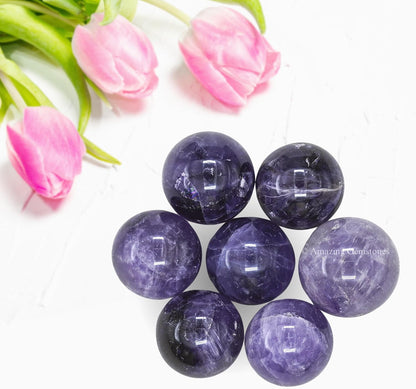 Amazing Gemstone Amethyst Crystal Ball - 1" Inches Crystal Sphere Meditation Balls for Witchcraft