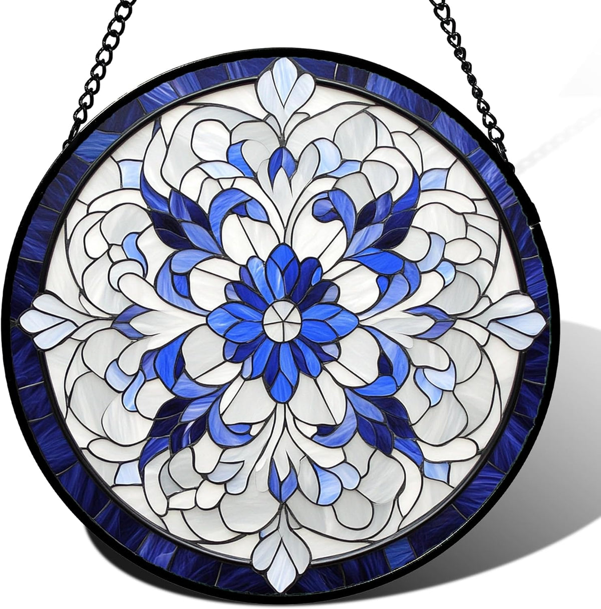 Stained Glass Window Hanging - Retro Lily of The Valley Suncatcher for Door Garden Yard Flower Sun