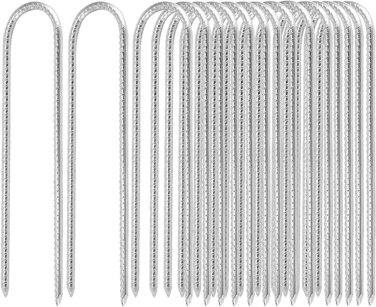 U Shaped Rebar Stakes, ZEONHAK 16 Pack 12 Inches Ground Anchors Tent Stakes, Heavy Duty Trampolines